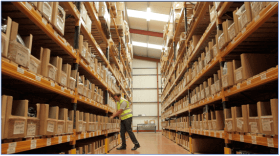 shelves in a warehouse