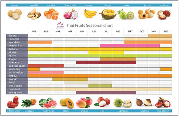 Thai Fruits Seasonal Chart